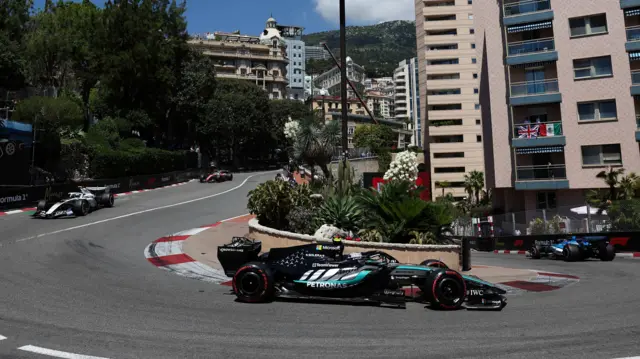 Mercedes' Kimi Antonelli goes around the hairpin during final practice for the Monaco Grand Prix
