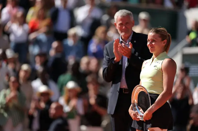 Poland's Maja Chwalinska poses with the runners up trophy