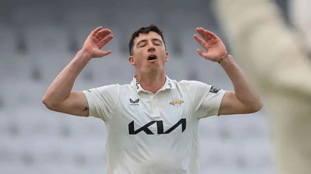 Matthew Fisher looks frustrated as Surrey lose at Yorkshire