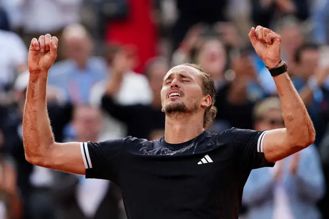 Germany's Alexander Zverev celebrates after winning the men's final singles