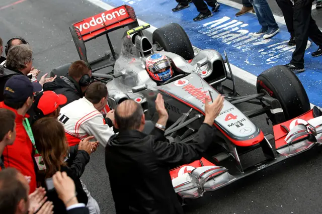 Jenson Button wins the Canadian Grand Prix in 2011