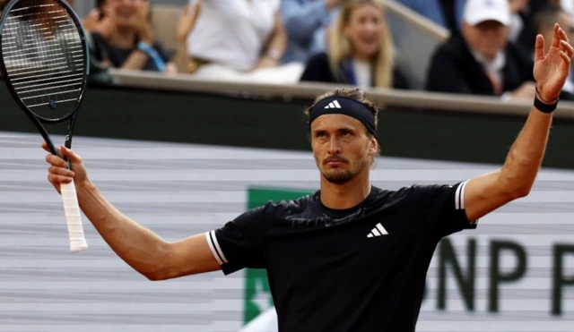 Alexander Zverev of Germany looks on