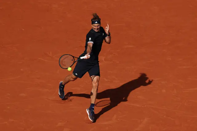 Alexander Zverev of Germany plays a forehand