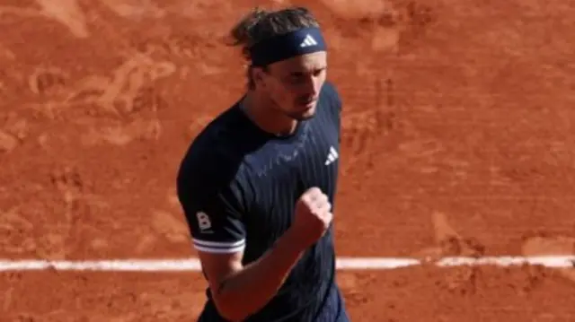 Germany's Alexander Zverev reacts
