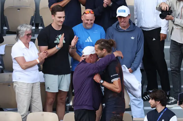 : Alexander Zverev of Germany celebrates with his father
