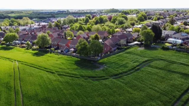 A drone view looking towards Ashton-in-Makerfield