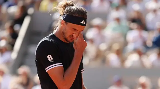 Alexander Zverev of Germany reacts