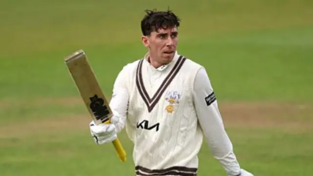 Dan Lawrence celebrates his 200*