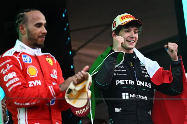 Lewis Hamilton and Kimi Antonelli