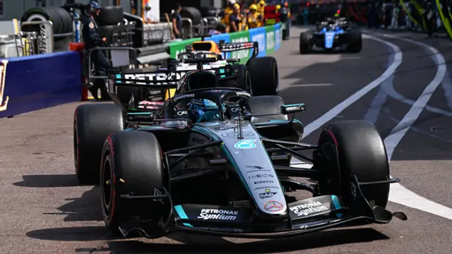 George Russell in the pitlane
