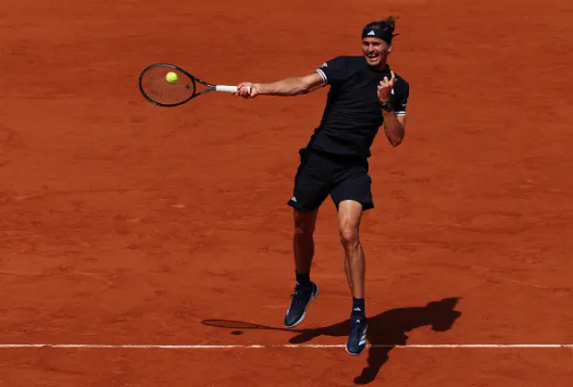 Alexander Zverev of Germany plays a forehand