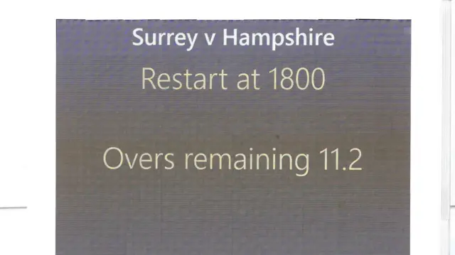 Scoreboard showing 11.2 overs remaining in the day