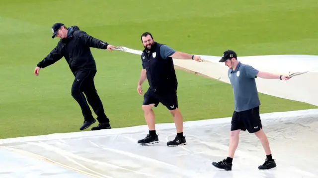 Covers are removed at the Oval