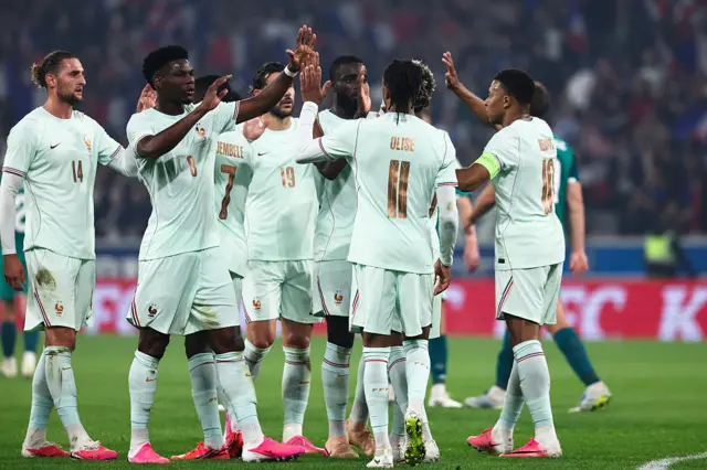 France celebrate goal