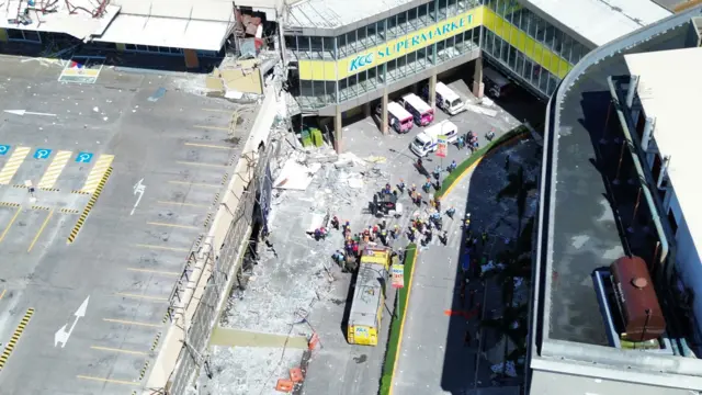 A damaged supermarket building after an earthquake in General Santos City in the Philippines