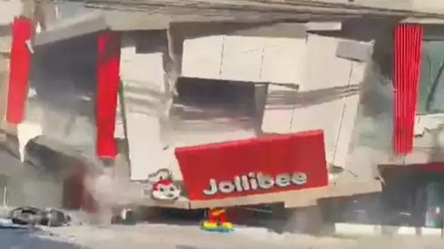 a collapsing Jollibee restaurant