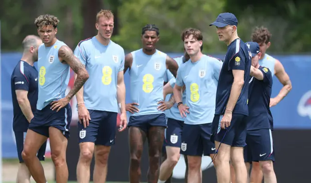 England players in training