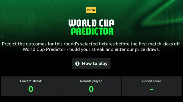 BBC sports world cup predictor