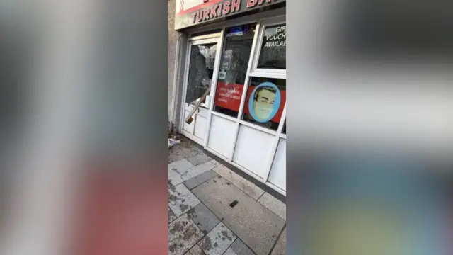 Turkish Barbershop - windows smashed