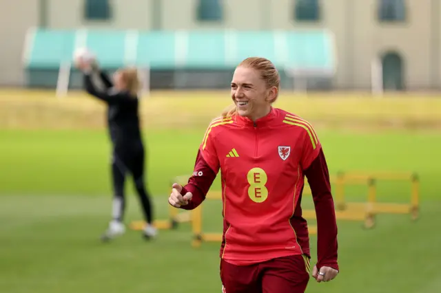 Ceri Holland in Wales training