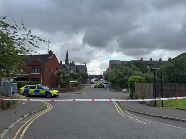A police cordon at the scene of a stabbing in the Kinnaird Avenue area of north Belfast.