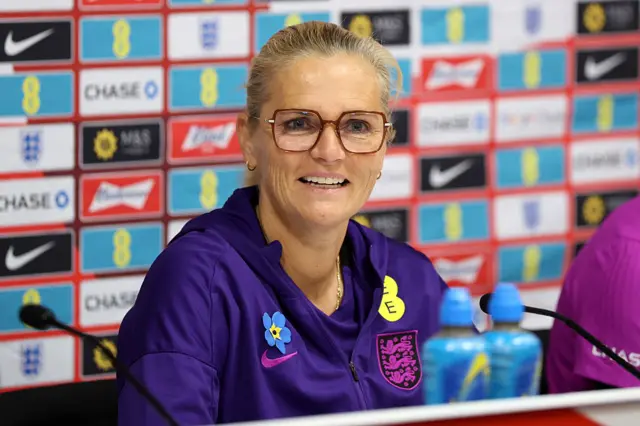 Sarina Wiegman at the news conference