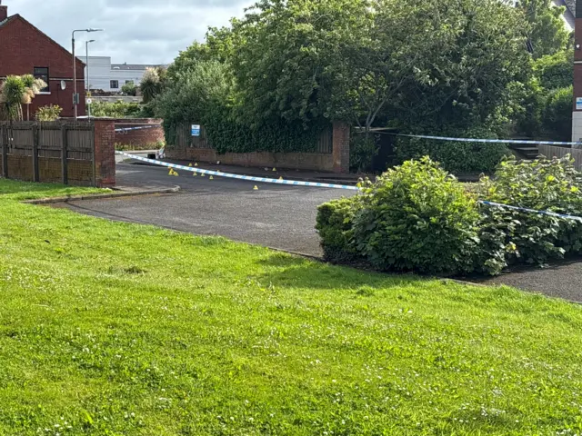 A police cordon at the scene of a stabbing outside apartments in the Kinnaird Avenue area of north Belfast.