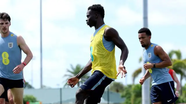 Bukayo Saka in training