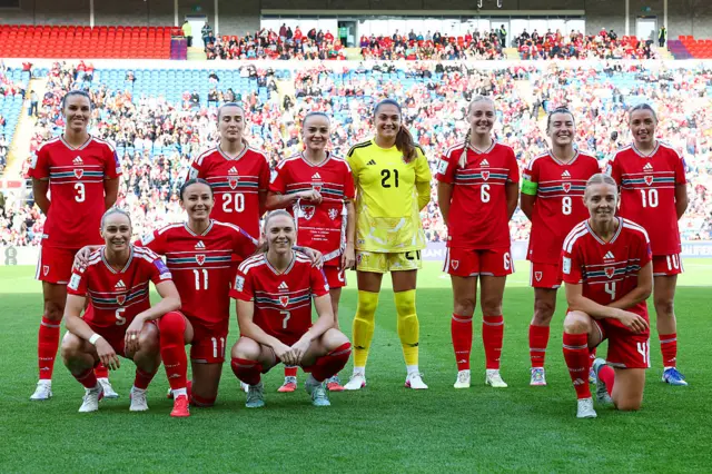Wales' pre-match line-up photo
