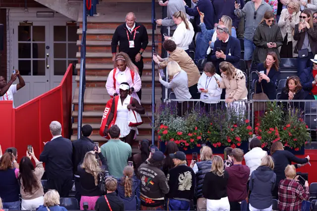 Serena Williams walks out
