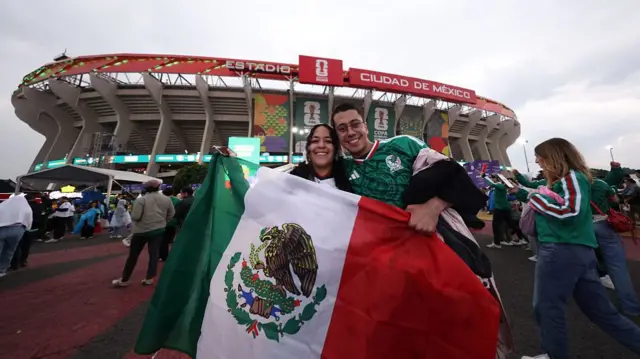 Mexico fans outside the Azteca in Mexico City
