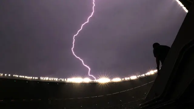 Lightning over the Azteca Stadium
