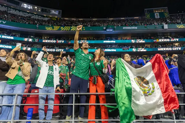 Fans celebrate at Azteca Stadium