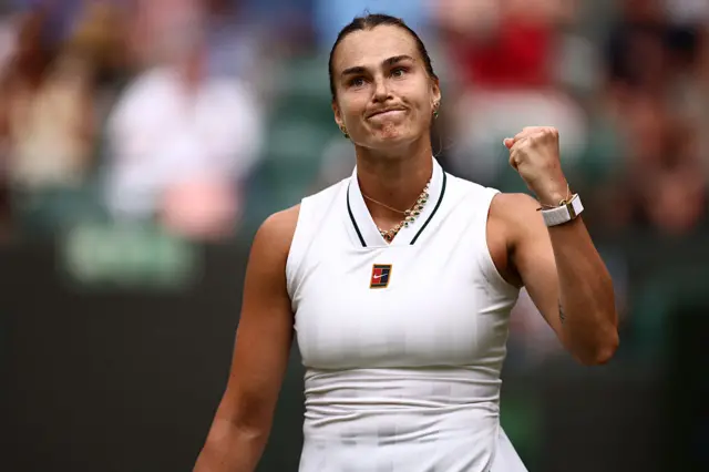 Aryna Sabalenka pumps fist after win