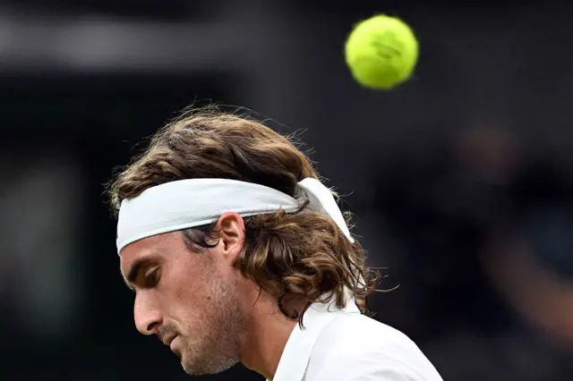 Stefanos Tsitsipas reacts