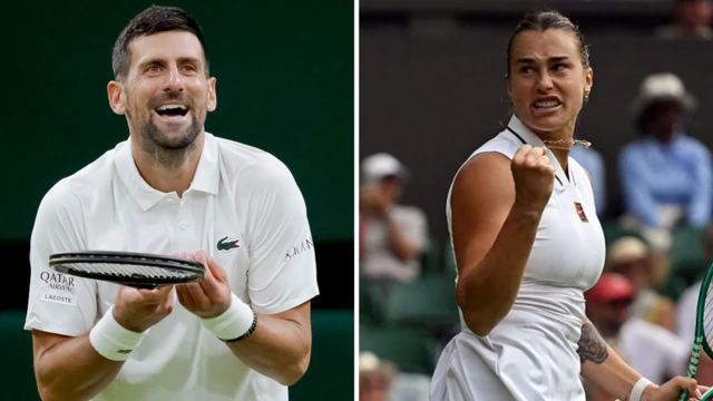 Split image of Novak Djokovic and Aryna Sabalenka