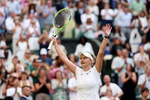 Barbora Krejcikova of Czechia celebrates victory