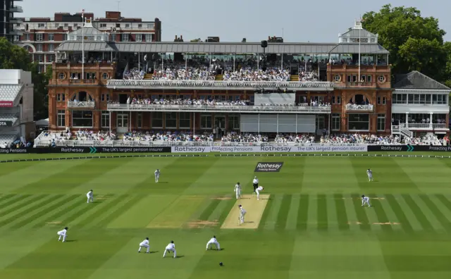 A general view of Lord's as Lauren Bell bowls