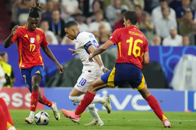 Spain playing France at Euro 2024