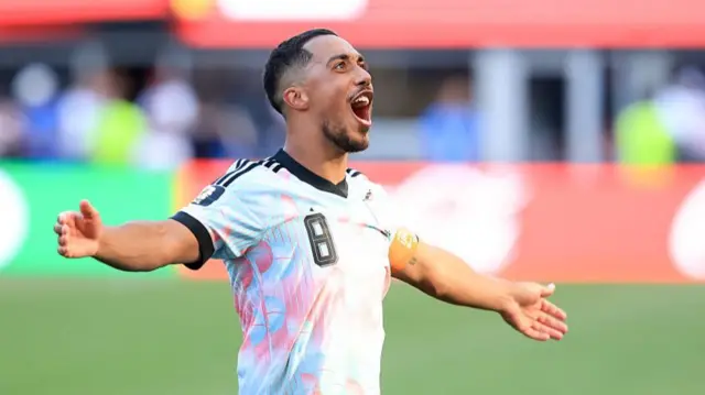 Youri Tielemans celebrating