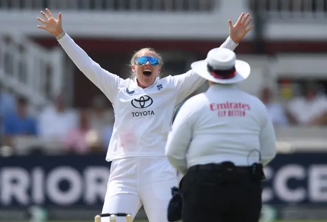 Sophie Ecclestone appeals for a wicket