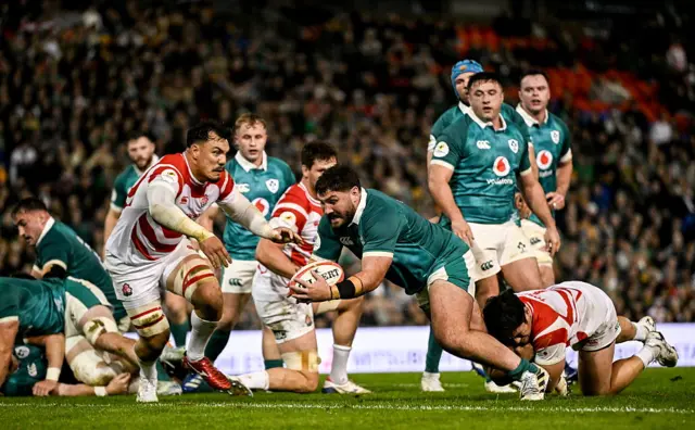 Tom O'Toole scores a try