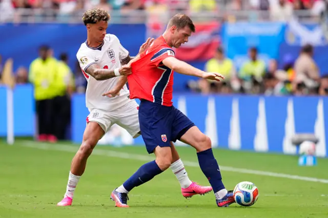 Alexander Sorloth of Norway and Nico O'Reilly