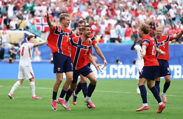 Torbjorn Heggem #17 of Norway celebrates
