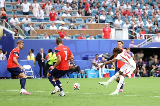 Djed Spence #25 of England shoots