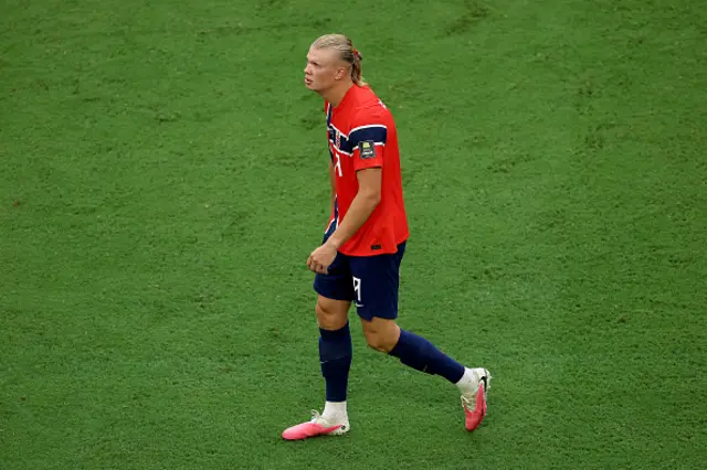 Erling Haaland #9 of Norway looks on