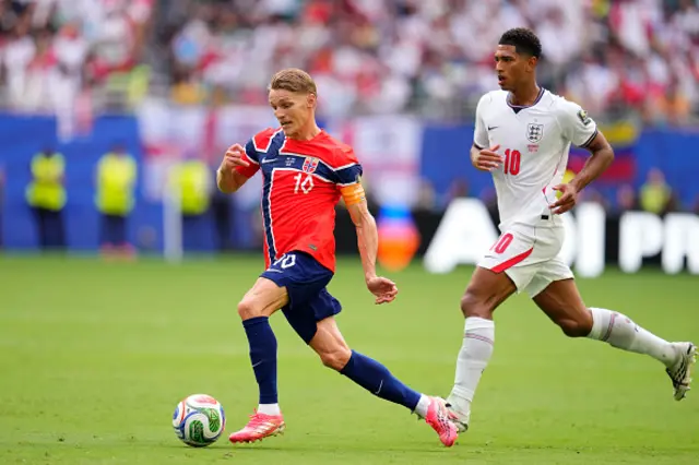 Martin Odegaard of Norway plays the ball