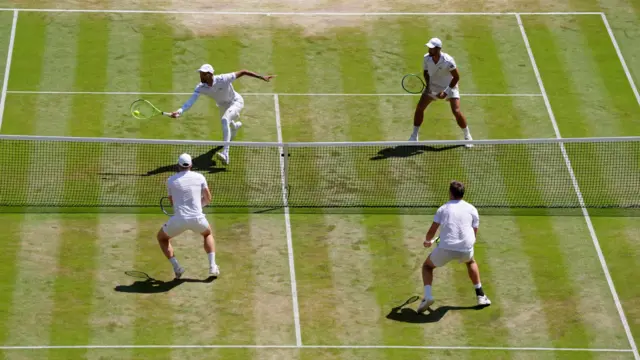 Men's doubles final action