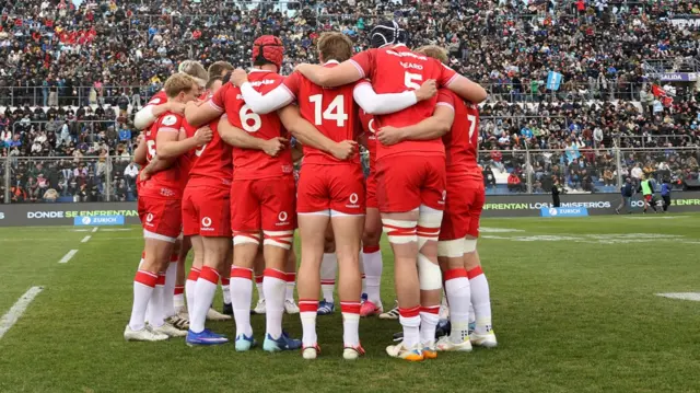 Wales in team huddle