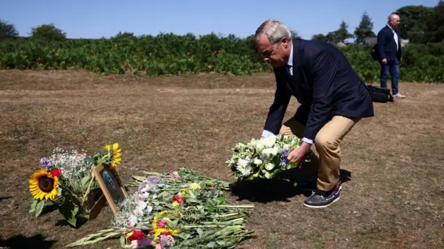 Nigel Farage lays flowers at Dartmoor National Park near the home of Ann Widdecombe